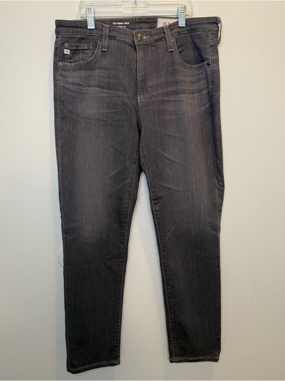 AG Adriano Goldschmied The Prima Crop Cigarette Gray Denim Jeans Size 31
